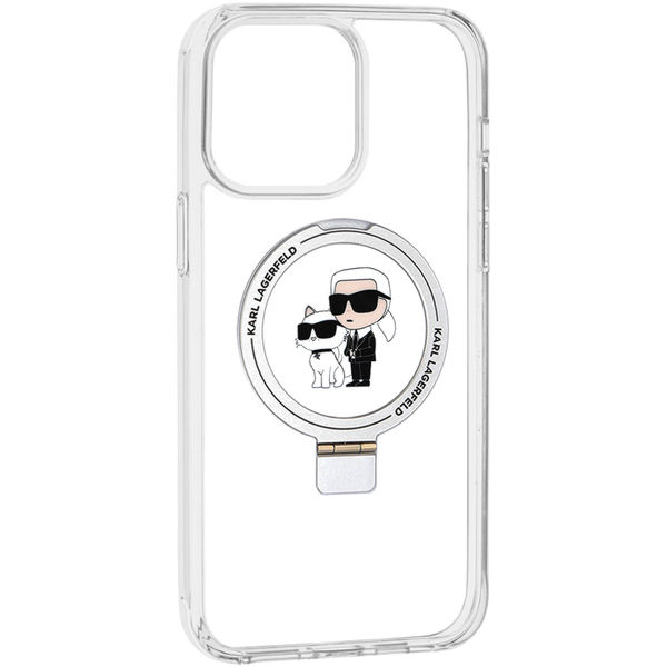 Karl Lagerfeld - Hardcase Ring Stand MagSafe (KLHMP14LHMRSKCH) - iPhone 14 Pro - White Karl&Choupette