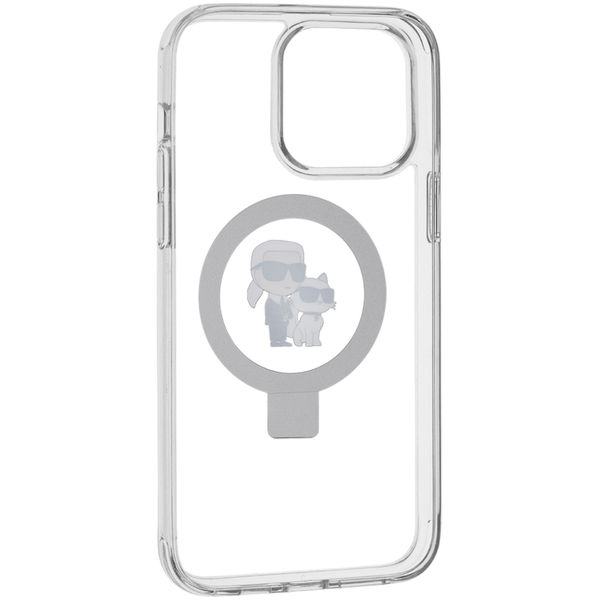 Karl Lagerfeld - Hardcase Ring Stand MagSafe (KLHMP14LHMRSKCH) - iPhone 14 Pro - White Karl&Choupette
