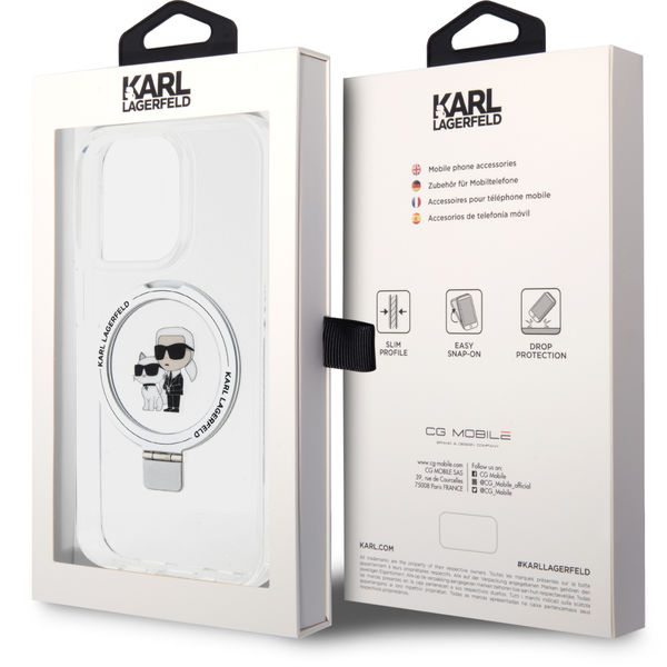 Karl Lagerfeld - Hardcase Ring Stand MagSafe (KLHMP14LHMRSKCH) - iPhone 14 Pro - White Karl&Choupette