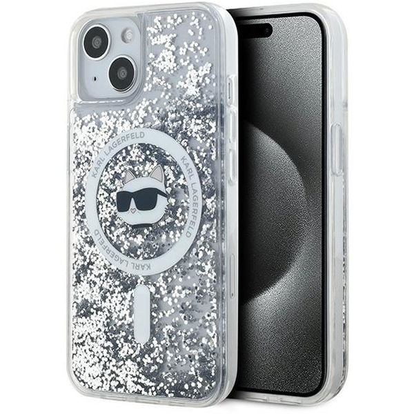 Karl Lagerfeld - Liquid Glitter MagSafe (KLHMP15SLGCHSGH) - iPhone 15 - Clear Choupette Head