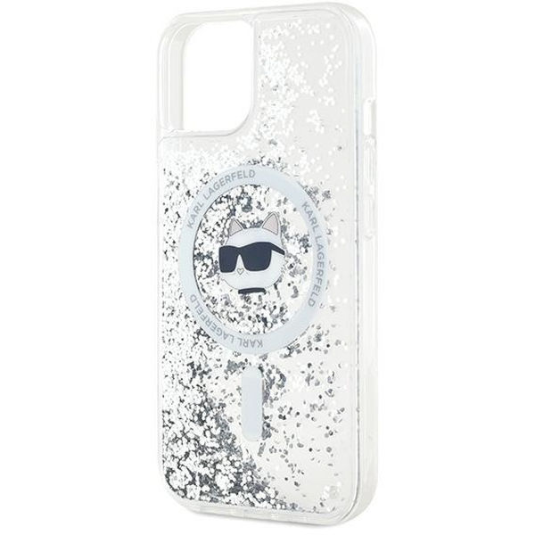 Karl Lagerfeld - Liquid Glitter MagSafe (KLHMP15SLGCHSGH) - iPhone 15 - Clear Choupette Head