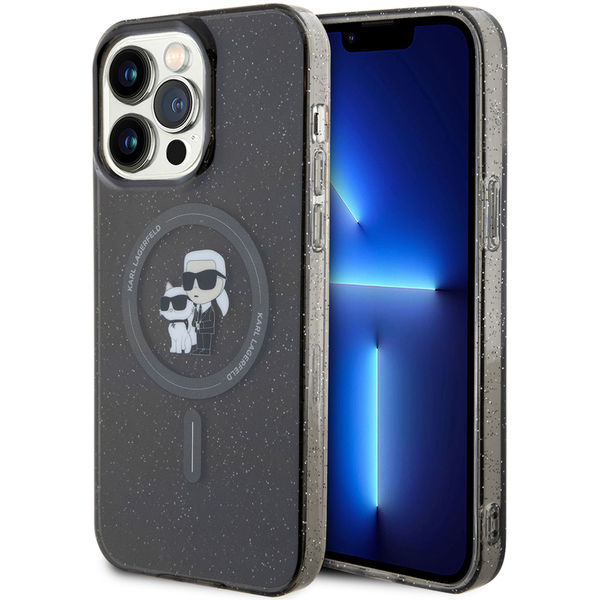 Karl Lagerfeld - Glitter MagSafe (KLHMP15XHGKCNOK) - iPhone 15 Pro Max - Black Karl&Choupette