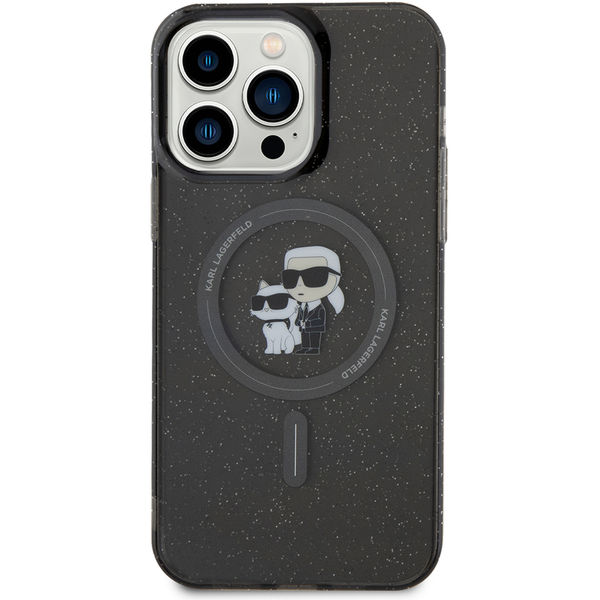 Karl Lagerfeld - Glitter MagSafe (KLHMP15XHGKCNOK) - iPhone 15 Pro Max - Black Karl&Choupette