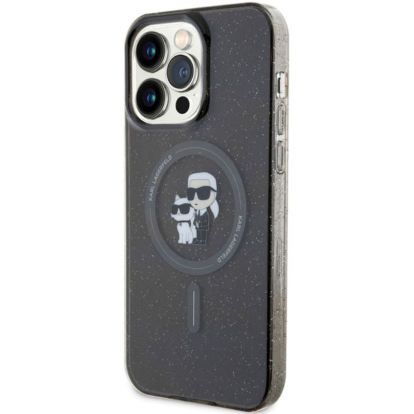 Karl Lagerfeld - Glitter MagSafe (KLHMP15XHGKCNOK) - iPhone 15 Pro Max - Black Karl&Choupette
