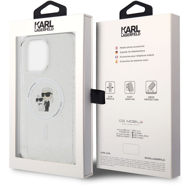Karl Lagerfeld - Glitter MagSafe (KLHMP15XHGKCNOT) - iPhone 15 Pro Max - Transparent Karl&Choupette