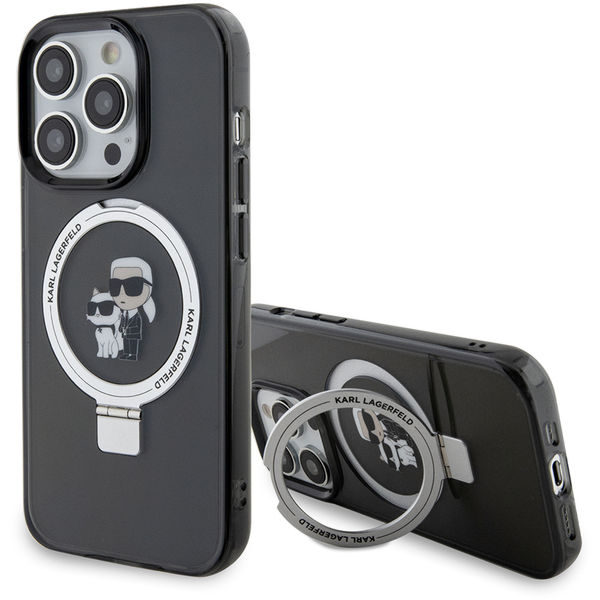 Karl Lagerfeld - Hardcase Ring Stand MagSafe (KLHMP15XHMRSKCK) - iPhone 15 Pro Max - Karl&Choupette
