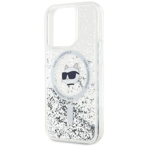 Karl Lagerfeld - Liquid Glitter MagSafe (KLHMP15XLGCHSGH) - iPhone 15 Pro Max - Transparent Choupette Head
