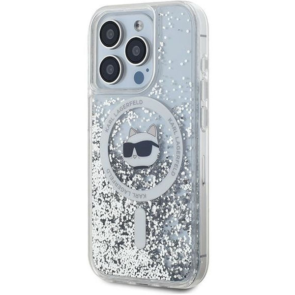 Karl Lagerfeld - Liquid Glitter MagSafe (KLHMP15XLGCHSGH) - iPhone 15 Pro Max - Transparent Choupette Head
