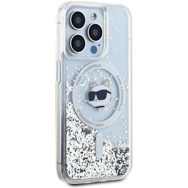 Karl Lagerfeld - Liquid Glitter MagSafe (KLHMP15XLGCHSGH) - iPhone 15 Pro Max - Transparent Choupette Head