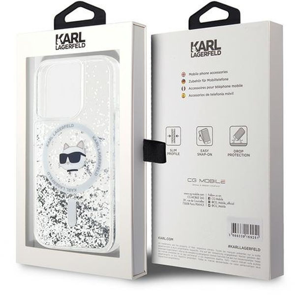Karl Lagerfeld - Liquid Glitter MagSafe (KLHMP15XLGCHSGH) - iPhone 15 Pro Max - Transparent Choupette Head