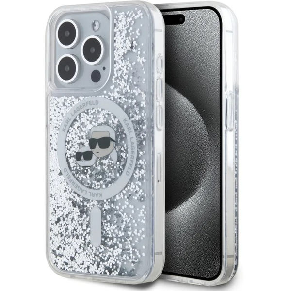 Karl Lagerfeld - Liquid Glitter MagSafe (KLHMP15XLGKCSGH) - iPhone 15 Pro Max - Transparent Karl&Choupette Head