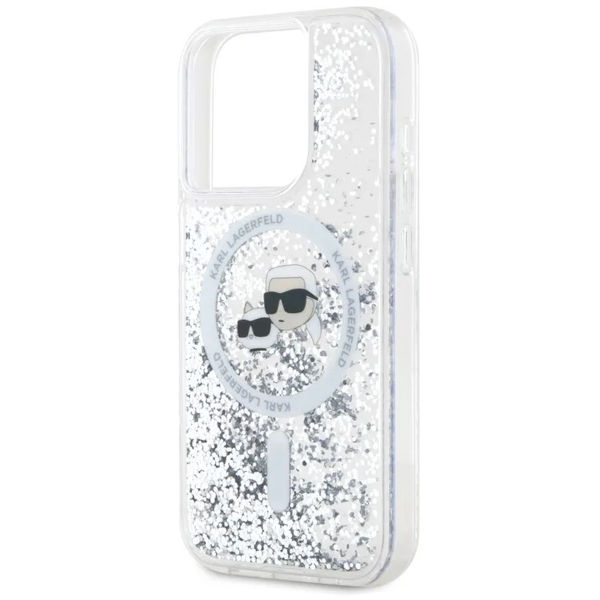 Karl Lagerfeld - Liquid Glitter MagSafe (KLHMP15XLGKCSGH) - iPhone 15 Pro Max - Transparent Karl&Choupette Head
