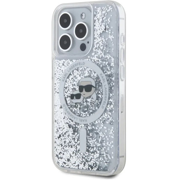 Karl Lagerfeld - Liquid Glitter MagSafe (KLHMP15XLGKCSGH) - iPhone 15 Pro Max - Transparent Karl&Choupette Head