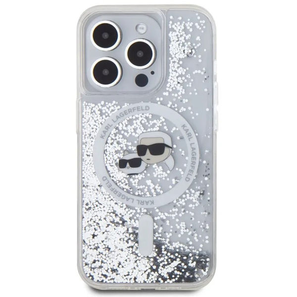 Karl Lagerfeld - Liquid Glitter MagSafe (KLHMP15XLGKCSGH) - iPhone 15 Pro Max - Transparent Karl&Choupette Head