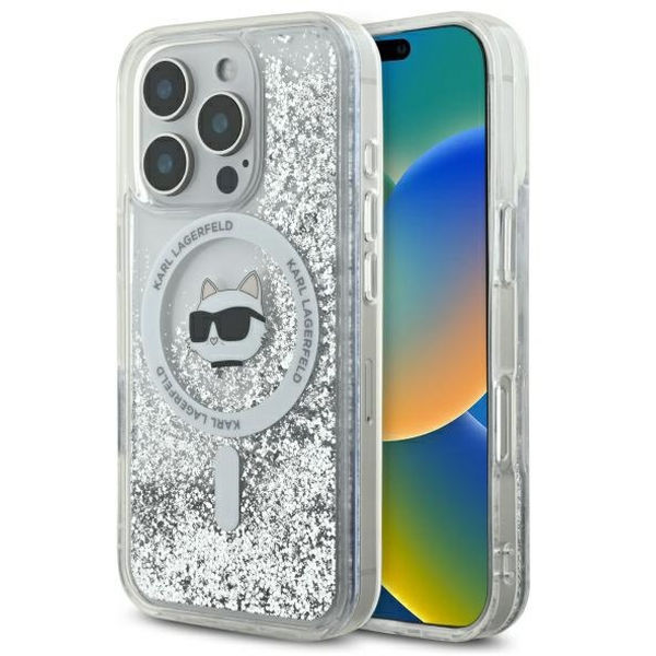Karl Lagerfeld - Liquid Glitter MagSafe (KLHMP16LLGCHSGH) - iPhone 16 Pro - Transparent Choupette Head