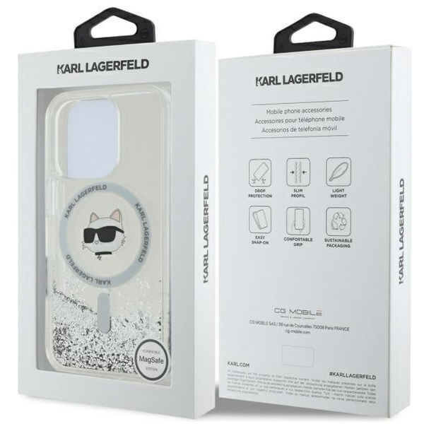 Karl Lagerfeld - Liquid Glitter MagSafe (KLHMP16LLGCHSGH) - iPhone 16 Pro - Transparent Choupette Head