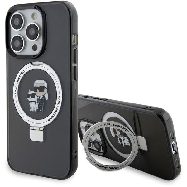 Karl Lagerfeld - Hardcase Ring Stand Magsafe (KLHMP15LHMRSKCK) - iPhone 15 Pro - Karl&Choupette