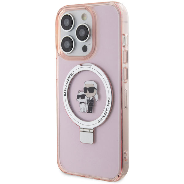 Karl Lagerfeld - Hardcase Ring Stand MagSafe (KLHMP15XHMRSKCP) - iPhone 15 Pro Max - Pink Karl&Choupette