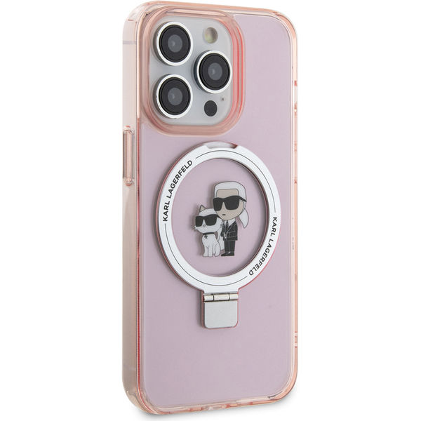 Karl Lagerfeld - Hardcase Ring Stand MagSafe (KLHMP15XHMRSKCP) - iPhone 15 Pro Max - Pink Karl&Choupette