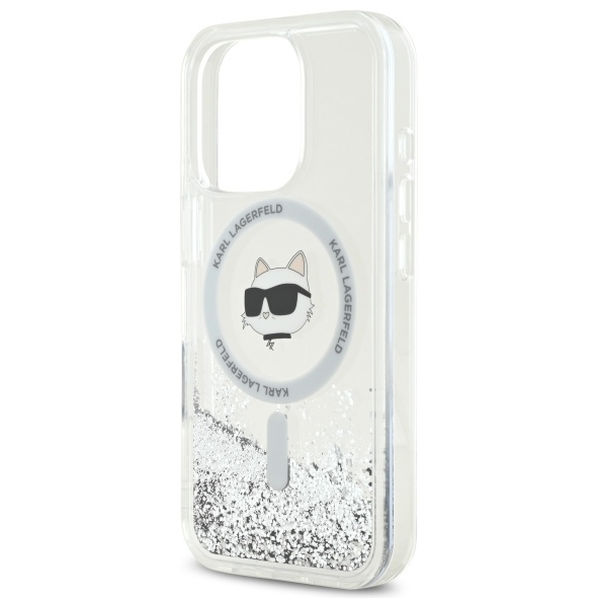 Karl Lagerfeld - Liquid Glitter MagSafe (KLHMP16XLGCHSGH) - iPhone 16 Pro Max - Transparent Choupette Head