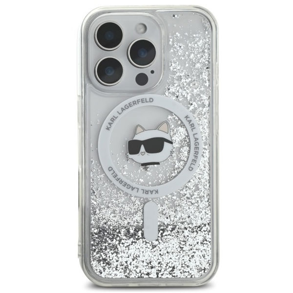 Karl Lagerfeld - Liquid Glitter MagSafe (KLHMP16XLGCHSGH) - iPhone 16 Pro Max - Transparent Choupette Head