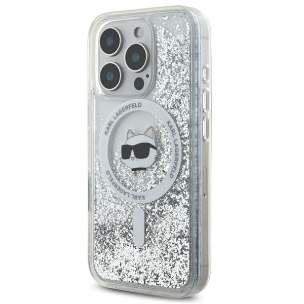 Karl Lagerfeld - Liquid Glitter MagSafe (KLHMP16XLGCHSGH) - iPhone 16 Pro Max - Transparent Choupette Head