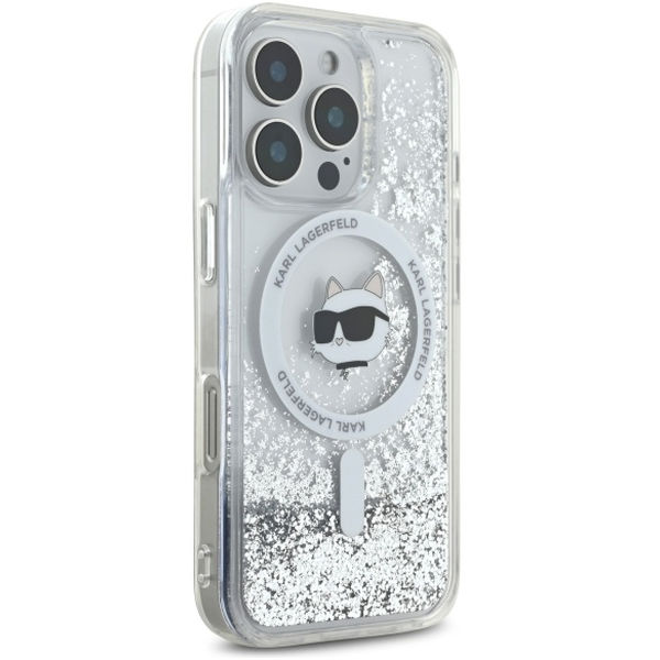 Karl Lagerfeld - Liquid Glitter MagSafe (KLHMP16XLGCHSGH) - iPhone 16 Pro Max - Transparent Choupette Head