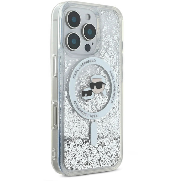 Karl Lagerfeld - Liquid Glitter MagSafe (KLHMP16XLGKCSGH) - iPhone 16 Pro Max - Transparent Karl&Choupette Head