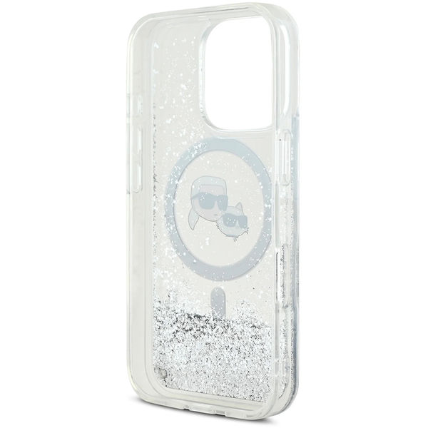 Karl Lagerfeld - Liquid Glitter MagSafe (KLHMP16XLGKCSGH) - iPhone 16 Pro Max - Transparent Karl&Choupette Head