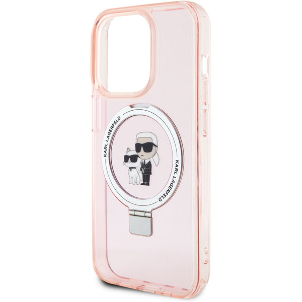 Karl Lagerfeld - Hardcase Ring Stand MagSafe (KLHMP15LHMRSKCP) - iPhone 15 Pro - Pink Karl&Choupette