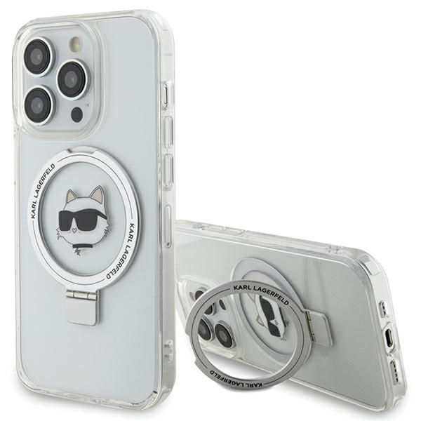 Karl Lagerfeld - Hardcase Ring Stand MagSafe (KLHMP15LHMRSCHH) - iPhone 15 Pro - White Choupette Head