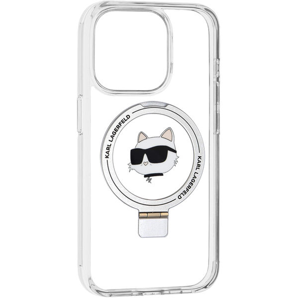 Karl Lagerfeld - Hardcase Ring Stand MagSafe (KLHMP15LHMRSCHH) - iPhone 15 Pro - White Choupette Head