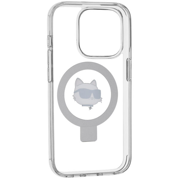 Karl Lagerfeld - Hardcase Ring Stand MagSafe (KLHMP15LHMRSCHH) - iPhone 15 Pro - White Choupette Head