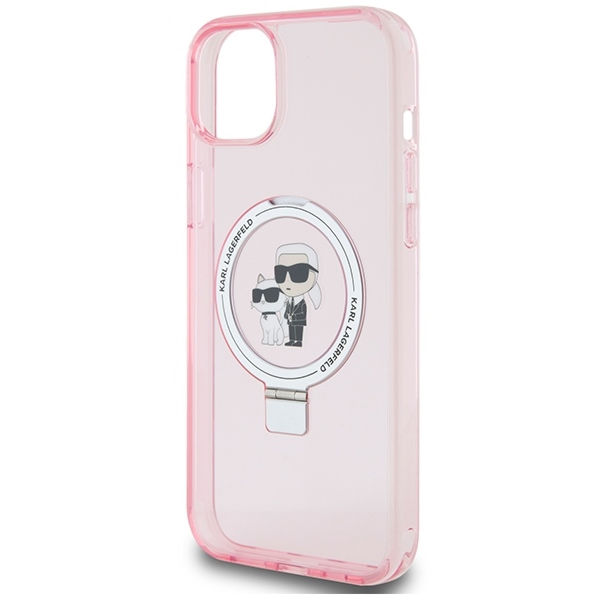 Karl Lagerfeld - Hardcase Ring Stand MagSafe (KLHMP15MHMRSKCP) - iPhone 15 Plus - Pink Karl&Choupette