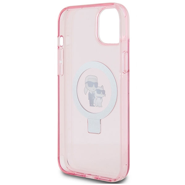 Karl Lagerfeld - Hardcase Ring Stand MagSafe (KLHMP15MHMRSKCP) - iPhone 15 Plus - Pink Karl&Choupette