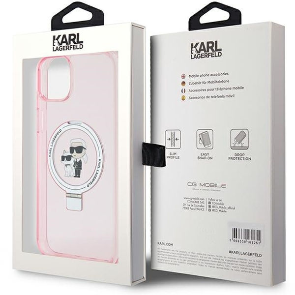 Karl Lagerfeld - Hardcase Ring Stand MagSafe (KLHMP15MHMRSKCP) - iPhone 15 Plus - Pink Karl&Choupette