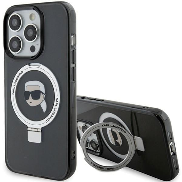 Karl Lagerfeld - Hardcase Ring Stand MagSafe (KLHMP15LHMRSKHK) - iPhone 15 Pro - Karl Head