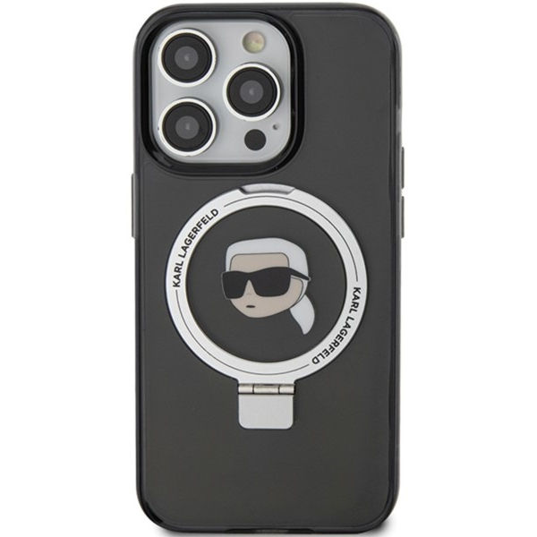 Karl Lagerfeld - Hardcase Ring Stand MagSafe (KLHMP15LHMRSKHK) - iPhone 15 Pro - Karl Head