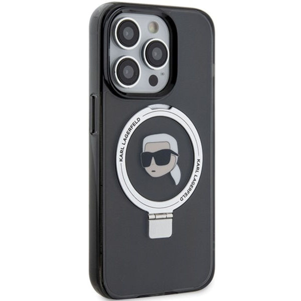 Karl Lagerfeld - Hardcase Ring Stand MagSafe (KLHMP15LHMRSKHK) - iPhone 15 Pro - Karl Head