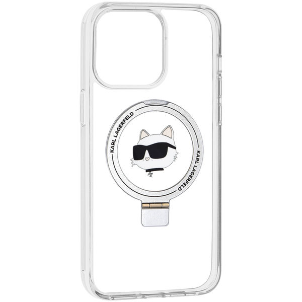 Karl Lagerfeld - Hardcase Ring Stand MagSafe (KLHMP15XHMRSCHH) - iPhone 15 Pro Max - White Choupette Head