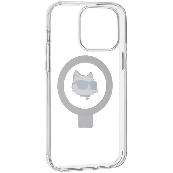 Karl Lagerfeld - Hardcase Ring Stand MagSafe (KLHMP15XHMRSCHH) - iPhone 15 Pro Max - White Choupette Head