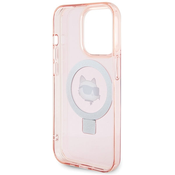 Karl Lagerfeld - Hardcase Ring Stand MagSafe (KLHMP15XHMRSCHP) - iPhone 15 Pro Max - Pink Choupette Head