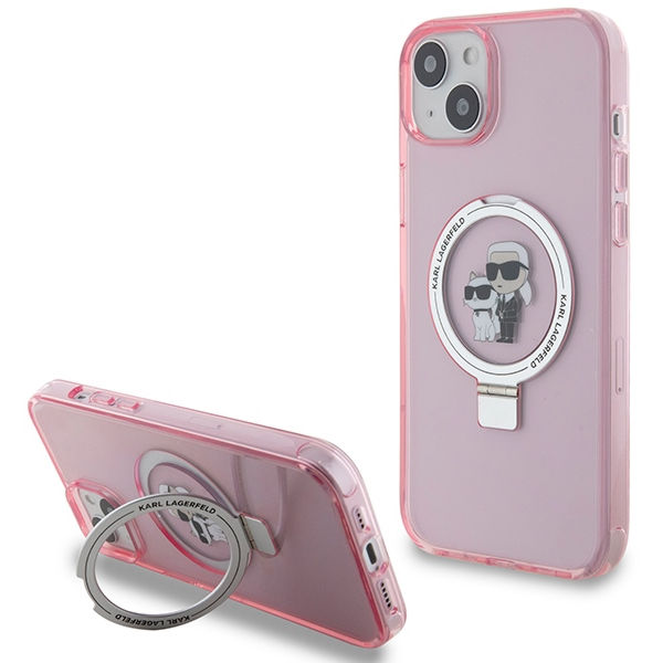 Karl Lagerfeld - Hardcase Ring Stand MagSafe (KLHMP15SHMRSKCP) - iPhone 15 - Pink Karl&Choupette