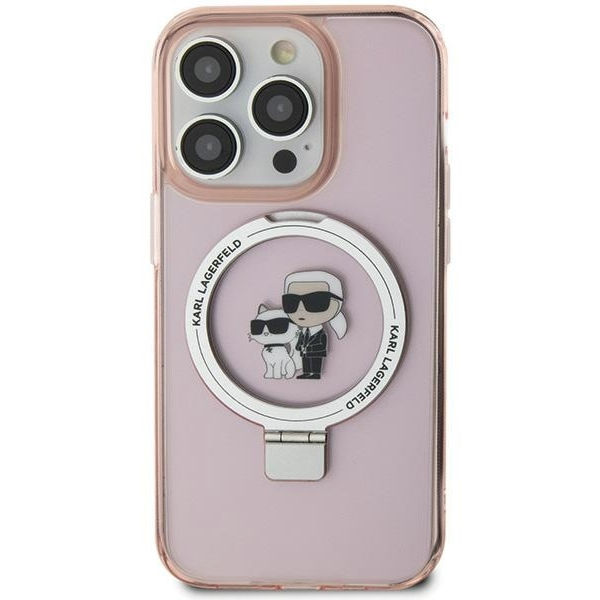 Karl Lagerfeld - Hardcase Ring Stand MagSafe (KLHMP15SHMRSKCP) - iPhone 15 - Pink Karl&Choupette