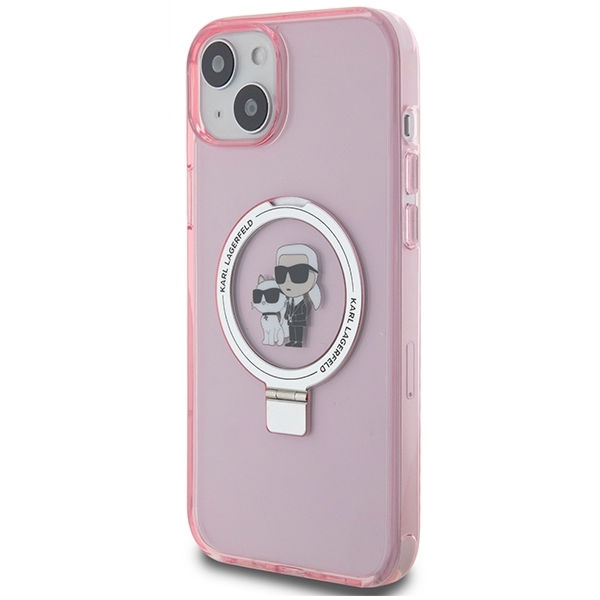 Karl Lagerfeld - Hardcase Ring Stand MagSafe (KLHMP15SHMRSKCP) - iPhone 15 - Pink Karl&Choupette