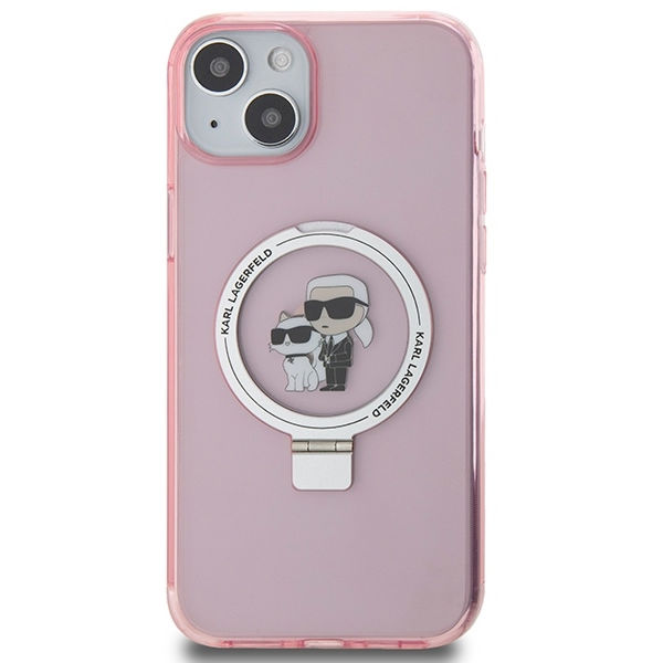 Karl Lagerfeld - Hardcase Ring Stand MagSafe (KLHMP15SHMRSKCP) - iPhone 15 - Pink Karl&Choupette