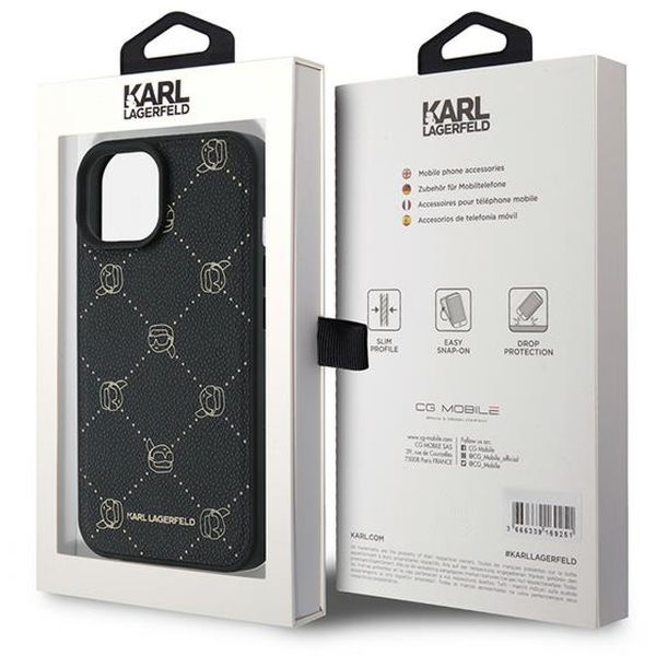 Karl Lagerfeld - Leather MagSafe (KLHMP15MPGKHPHK) - iPhone 15 Plus - Karl Head