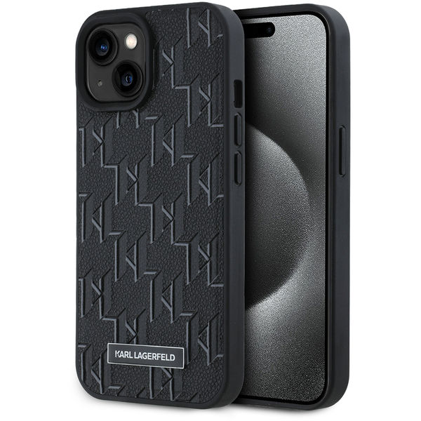 Karl Lagerfeld - Leather MagSafe (KLHMP15SPKHPORPK) - iPhone 15 - Monogram Metal Logo