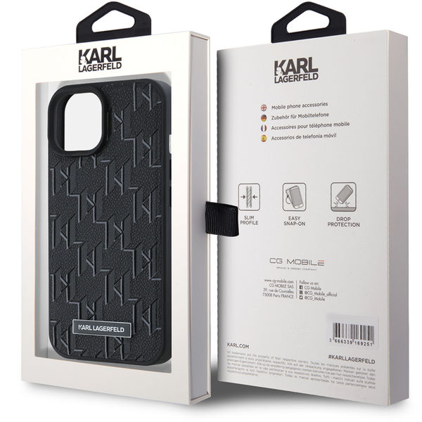 Karl Lagerfeld - Leather MagSafe (KLHMP15SPKHPORPK) - iPhone 15 - Monogram Metal Logo