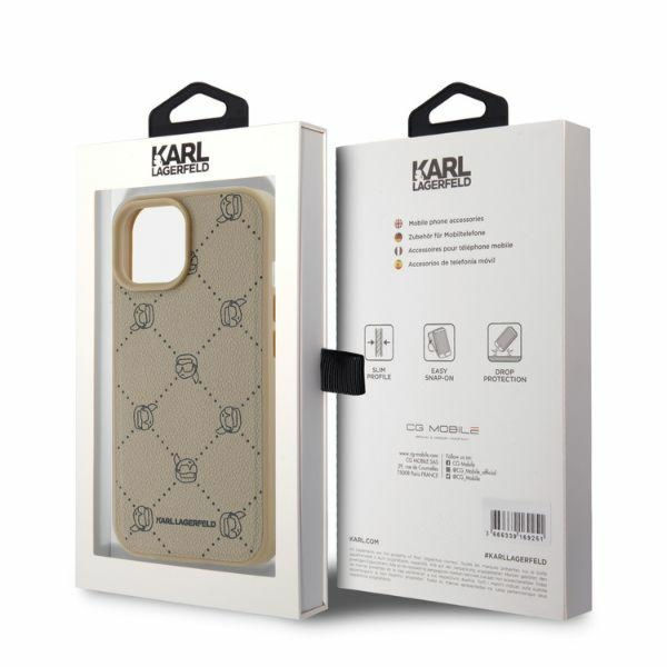 Karl Lagerfeld - Leather MagSafe (KLHMP15SPGKHPHE) - iPhone 15 - Beige Karl Head